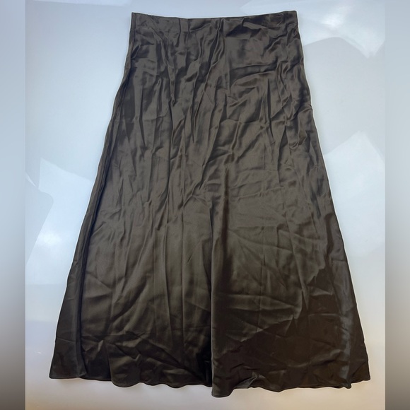 Rails Olive Satin Midi Skirt - Picture 3 of 7